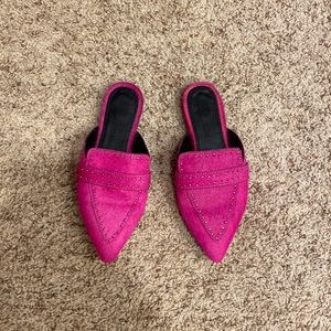 Pink pony hair flats